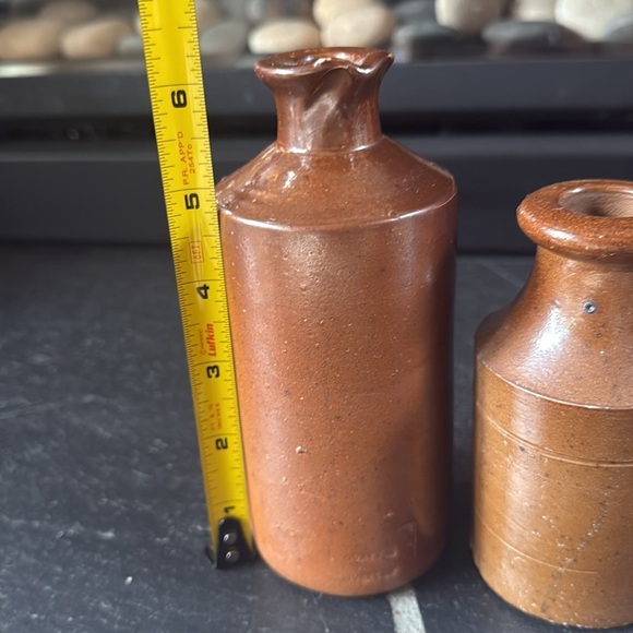 Stoneware Ink Antique English Stoneware Pinch Bottles Bud Vase Shelf Decor - Picture 8 of 15